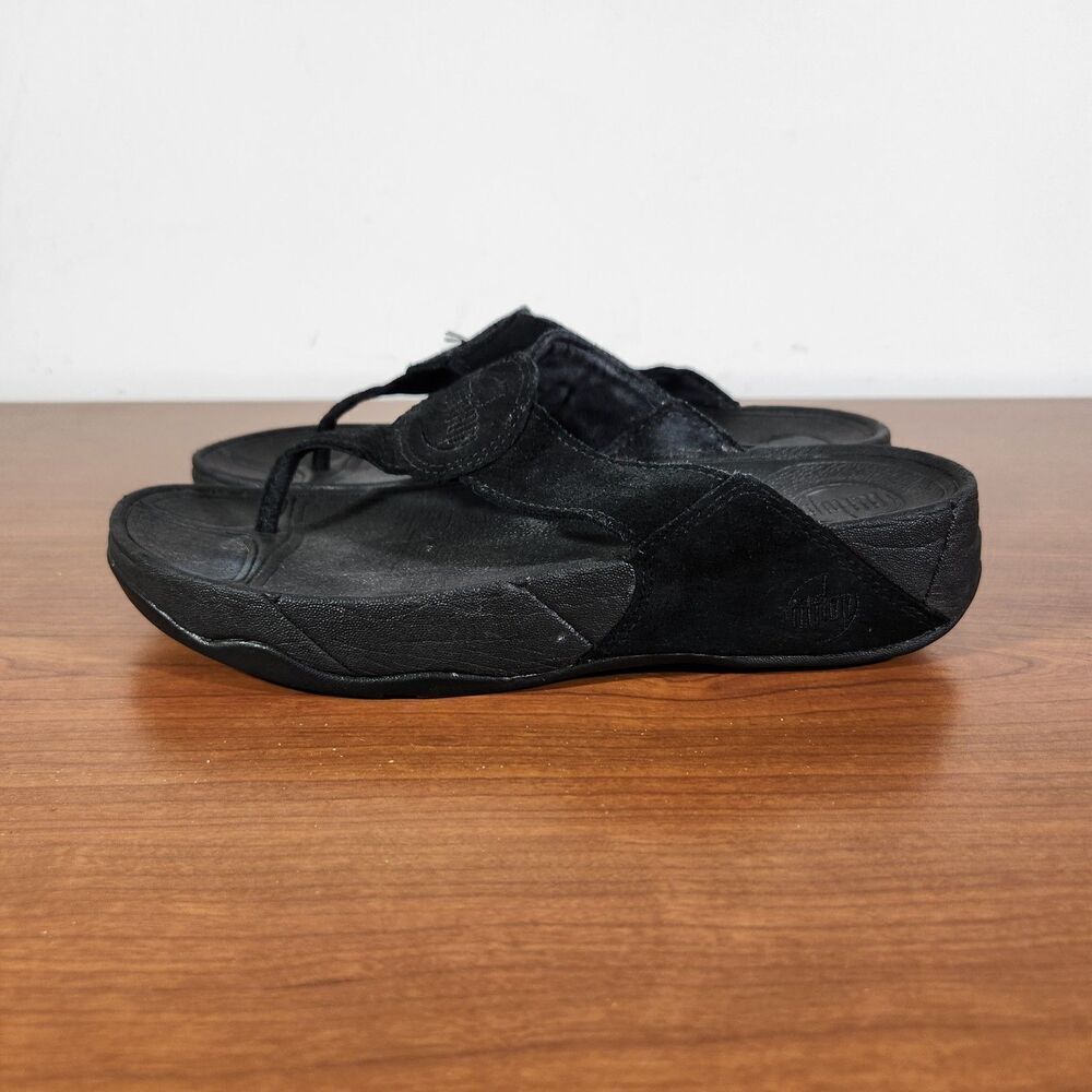 FitFlop Womens Size 8 Wobbleboard Black Slip On Thong Sandal Flip Flop Shoe
